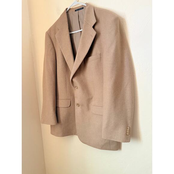 Lands’ End Camel Hair Wool Blazer 42R Tan Sport Coat Two Button Jacket - Picture 2 of 6